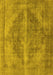 Machine Washable Oriental Yellow Industrial Rug, wshurb1767yw