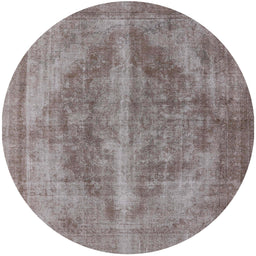 Round Machine Washable Industrial Modern Mauve Taupe Purple Rug, wshurb1767