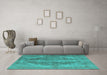Machine Washable Oriental Turquoise Industrial Area Rugs in a Living Room,, wshurb1767turq