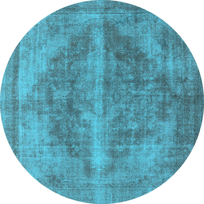 Round Machine Washable Oriental Light Blue Industrial Rug, wshurb1767lblu