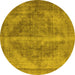 Round Oriental Yellow Industrial Rug, urb1767yw