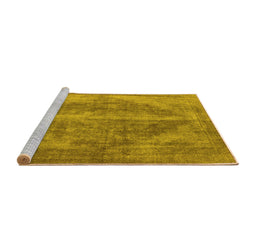 Sideview of Machine Washable Oriental Yellow Industrial Rug, wshurb1767yw