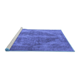 Sideview of Machine Washable Oriental Blue Industrial Rug, wshurb1767blu