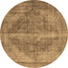 Round Oriental Brown Industrial Rug, urb1767brn