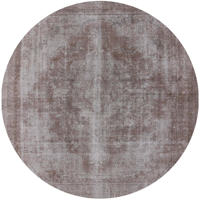 Round Mid-Century Modern Mauve Taupe Purple Oriental Rug, urb1767
