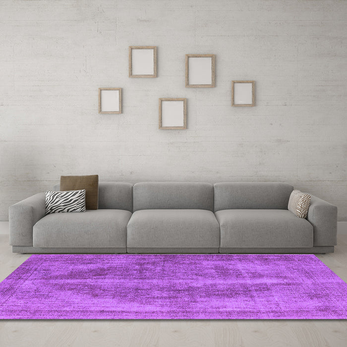 Machine Washable Oriental Purple Industrial Area Rugs in a Living Room, wshurb1767pur