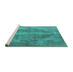 Sideview of Machine Washable Oriental Turquoise Industrial Area Rugs, wshurb1767turq