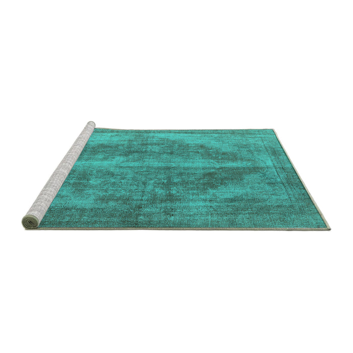 Sideview of Machine Washable Oriental Turquoise Industrial Area Rugs, wshurb1767turq