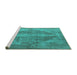 Sideview of Machine Washable Oriental Turquoise Industrial Area Rugs, wshurb1767turq