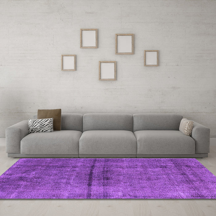 Machine Washable Oriental Purple Industrial Area Rugs in a Living Room, wshurb1768pur
