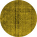 Round Oriental Yellow Industrial Rug, urb1768yw