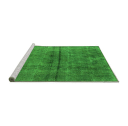 Sideview of Machine Washable Oriental Green Industrial Area Rugs, wshurb1768grn