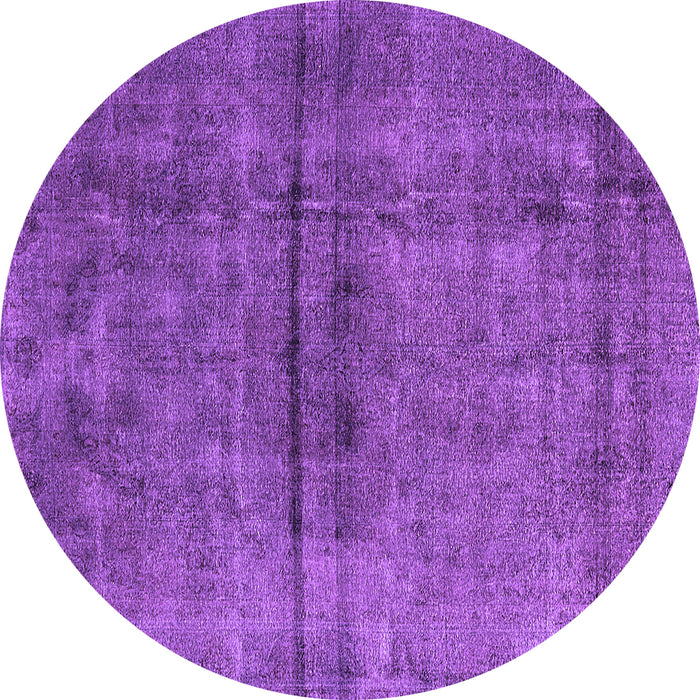 Round Machine Washable Oriental Purple Industrial Area Rugs, wshurb1768pur