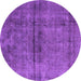 Round Machine Washable Oriental Purple Industrial Area Rugs, wshurb1768pur