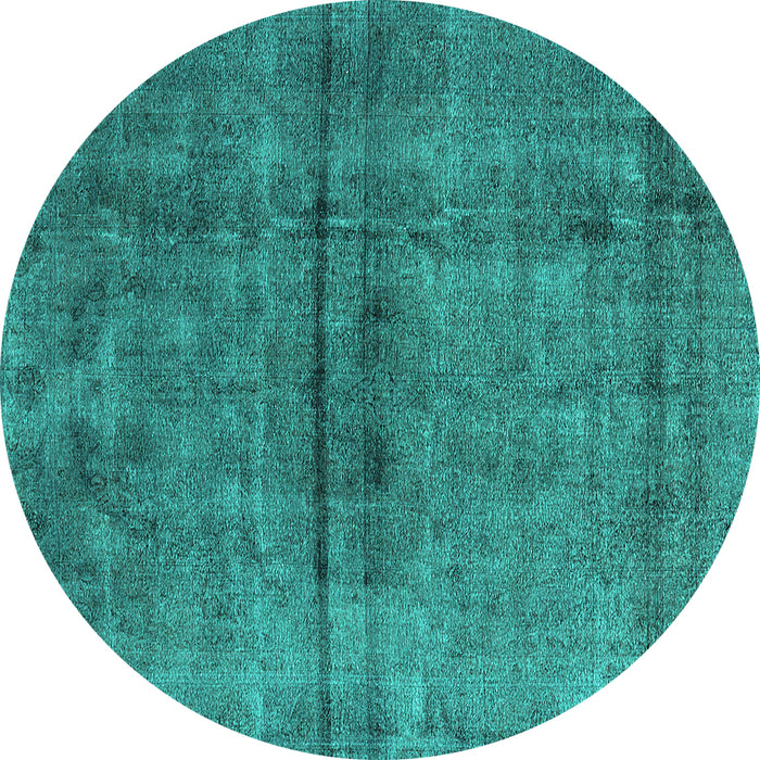 Round Oriental Turquoise Industrial Rug, urb1768turq