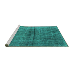 Sideview of Machine Washable Oriental Turquoise Industrial Area Rugs, wshurb1768turq