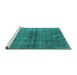 Sideview of Machine Washable Oriental Turquoise Industrial Area Rugs, wshurb1768turq