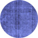 Round Oriental Blue Industrial Rug, urb1768blu