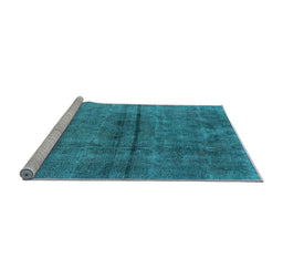 Sideview of Machine Washable Oriental Light Blue Industrial Rug, wshurb1768lblu