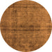 Round Machine Washable Oriental Orange Industrial Area Rugs, wshurb1768org