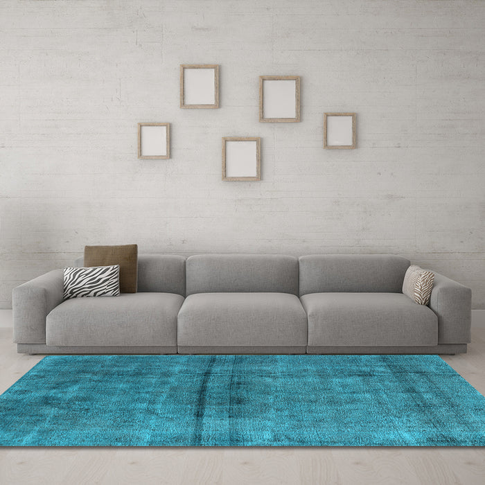 Machine Washable Oriental Light Blue Industrial Rug in a Living Room, wshurb1768lblu
