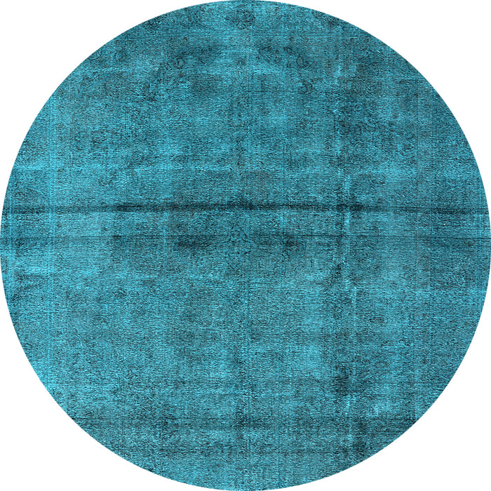Round Machine Washable Oriental Light Blue Industrial Rug, wshurb1768lblu