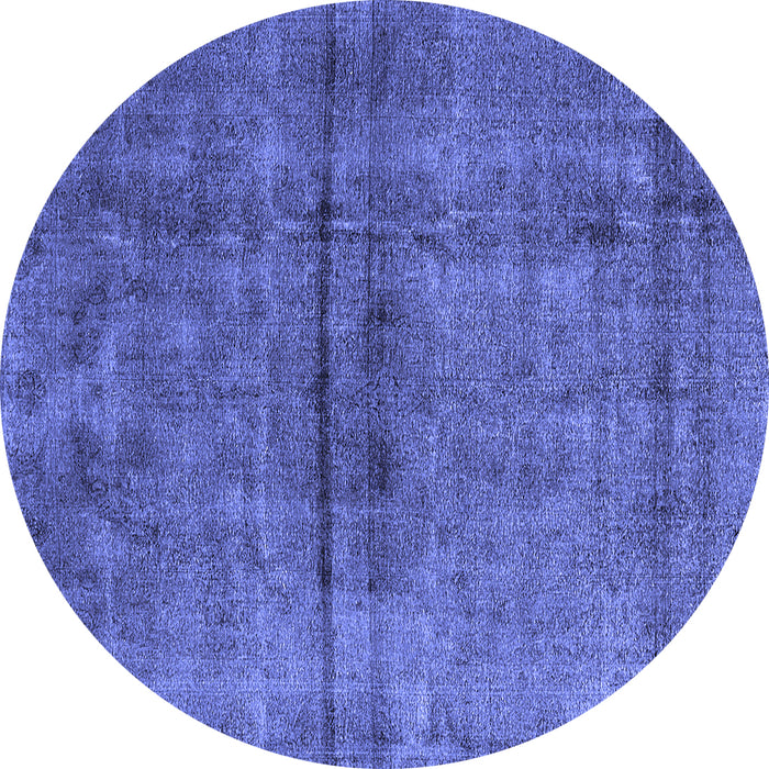 Round Machine Washable Oriental Blue Industrial Rug, wshurb1768blu