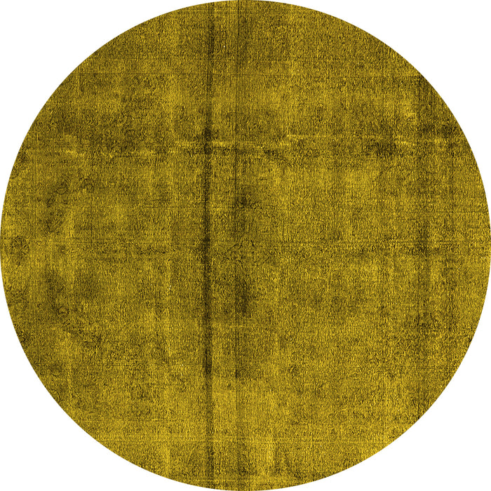 Round Machine Washable Oriental Yellow Industrial Rug, wshurb1768yw