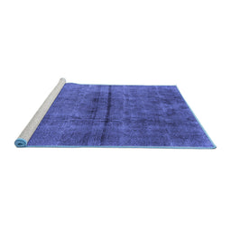 Sideview of Machine Washable Oriental Blue Industrial Rug, wshurb1768blu