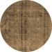 Round Oriental Brown Industrial Rug, urb1768brn