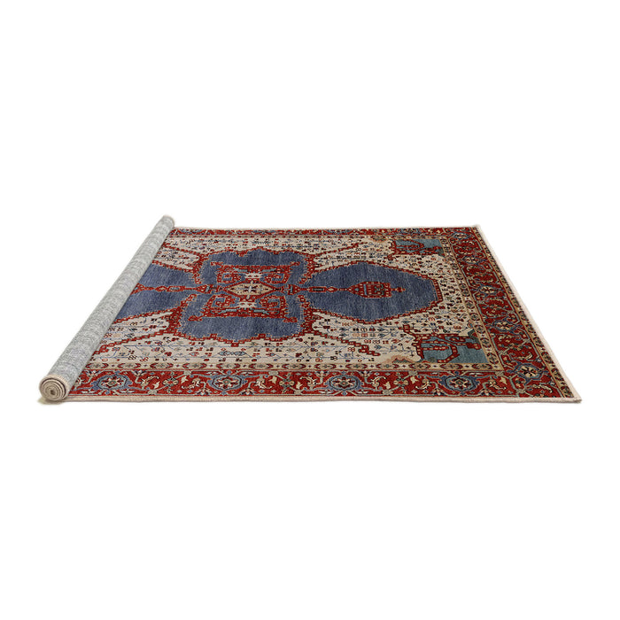 Sideview of Machine Washable Industrial Modern Light French Beige Brown Rug, wshurb1769