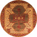 Round Oriental Orange Industrial Rug, urb1769org