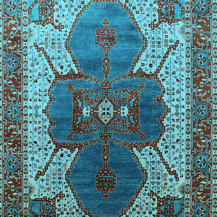 Machine Washable Oriental Light Blue Industrial Rug, wshurb1769lblu