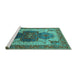 Sideview of Machine Washable Oriental Turquoise Industrial Area Rugs, wshurb1769turq