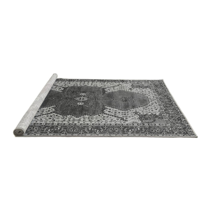 Sideview of Machine Washable Oriental Gray Industrial Rug, wshurb1769gry