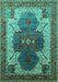 Machine Washable Oriental Turquoise Industrial Area Rugs, wshurb1769turq