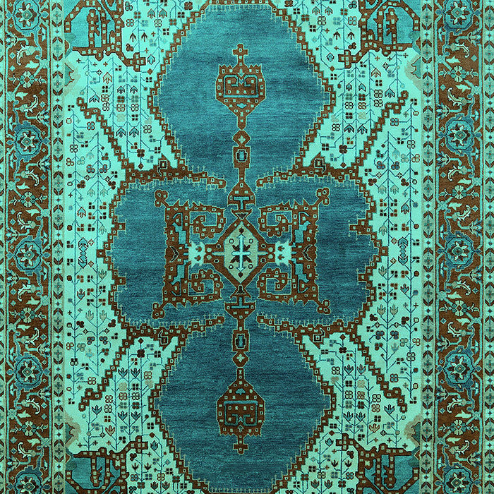 Machine Washable Oriental Turquoise Industrial Area Rugs, wshurb1769turq