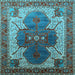 Square Machine Washable Oriental Light Blue Industrial Rug, wshurb1769lblu