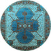 Round Oriental Light Blue Industrial Rug, urb1769lblu