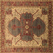 Square Machine Washable Oriental Brown Industrial Rug, wshurb1769brn