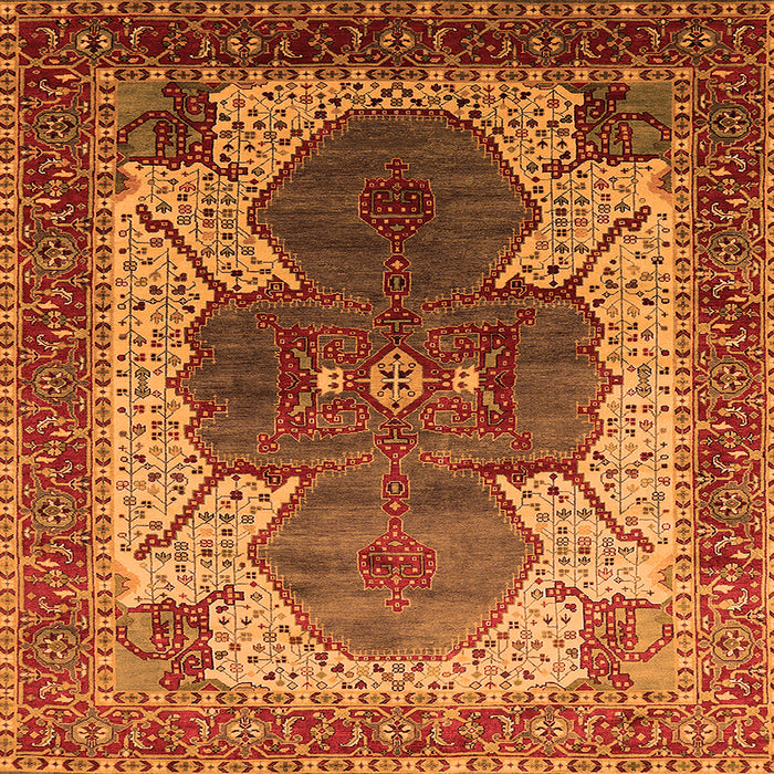 Square Machine Washable Oriental Orange Industrial Area Rugs, wshurb1769org