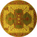 Round Oriental Yellow Industrial Rug, urb1769yw