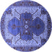 Round Oriental Blue Industrial Rug, urb1769blu