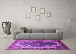 Machine Washable Oriental Purple Industrial Area Rugs in a Living Room, wshurb1769pur