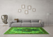 Machine Washable Oriental Green Industrial Area Rugs in a Living Room,, wshurb1769grn