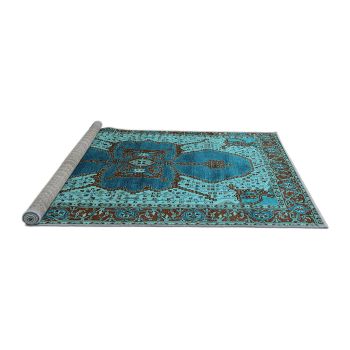 Sideview of Machine Washable Oriental Light Blue Industrial Rug, wshurb1769lblu