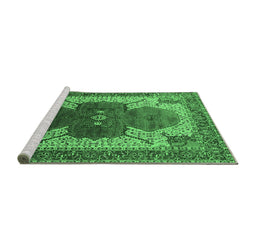 Sideview of Machine Washable Oriental Emerald Green Industrial Area Rugs, wshurb1769emgrn