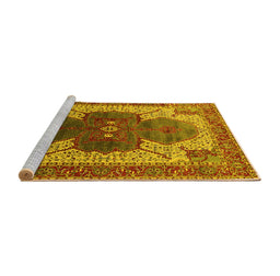 Sideview of Machine Washable Oriental Yellow Industrial Rug, wshurb1769yw