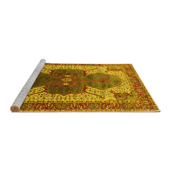 Sideview of Machine Washable Oriental Yellow Industrial Rug, wshurb1769yw