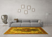 Machine Washable Oriental Yellow Industrial Rug in a Living Room, wshurb1769yw